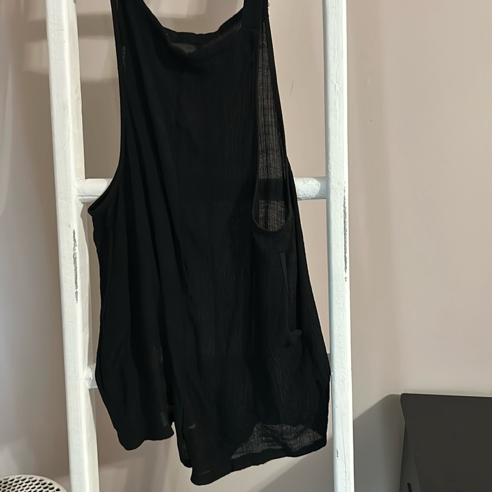 Black Cotton Beach Cover up Romper